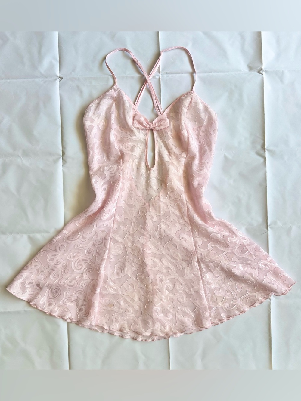Fantasy Lingerie pink sheer slip dress, size medium